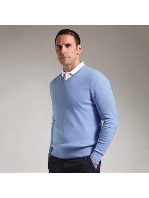 Plain Cotton v-neck sweater Glenmuir1891 12 Gauge GSM